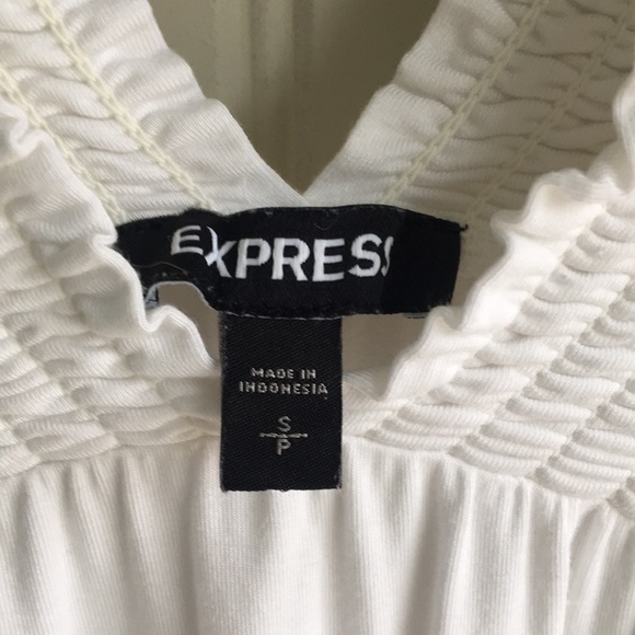 White Express elastic collar and waist dressy going out / office blouse - Picture 2 of 5